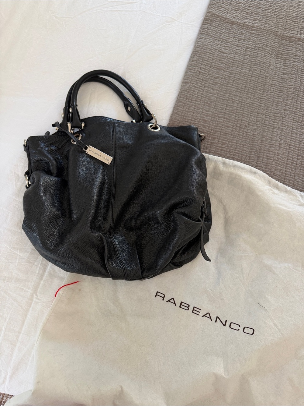 Rabeanco Black Pebbled Leather Shoulder Bag